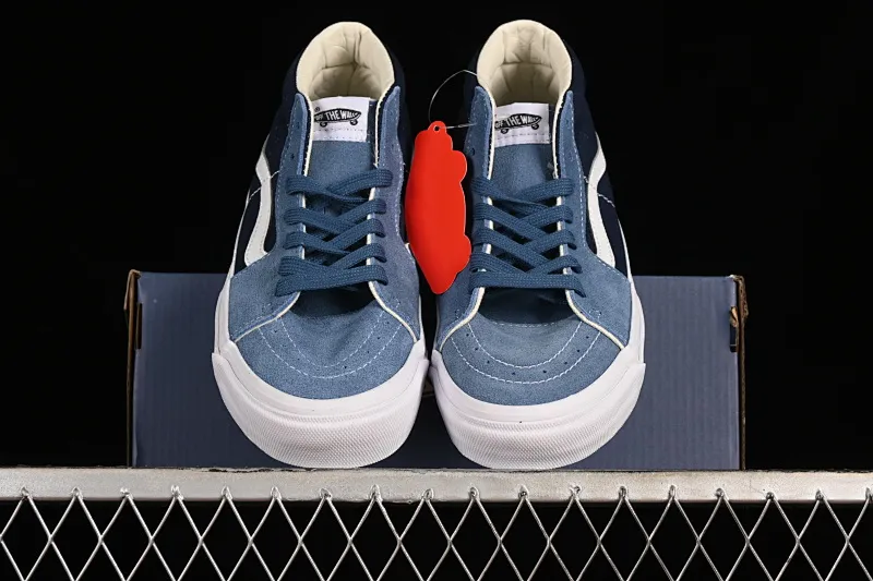 All categories Vans Vans series Vans Mid Vans Sk8-Mid Reissue 83 high-end branch blue stitching suede casual retro skateboard shoes VN000CQQDWR